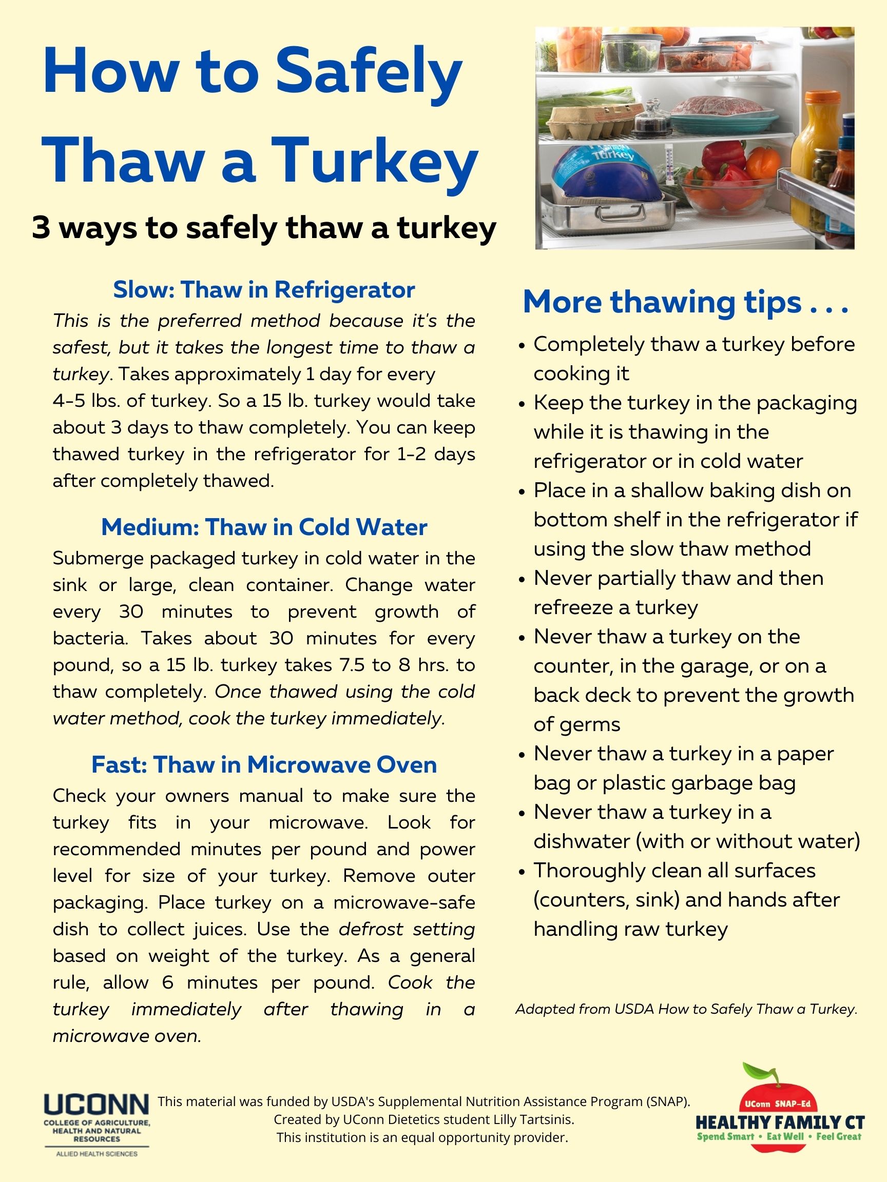 How to Thaw a Turkey handout