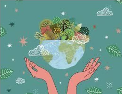 earth day illustration of hands holding earth 