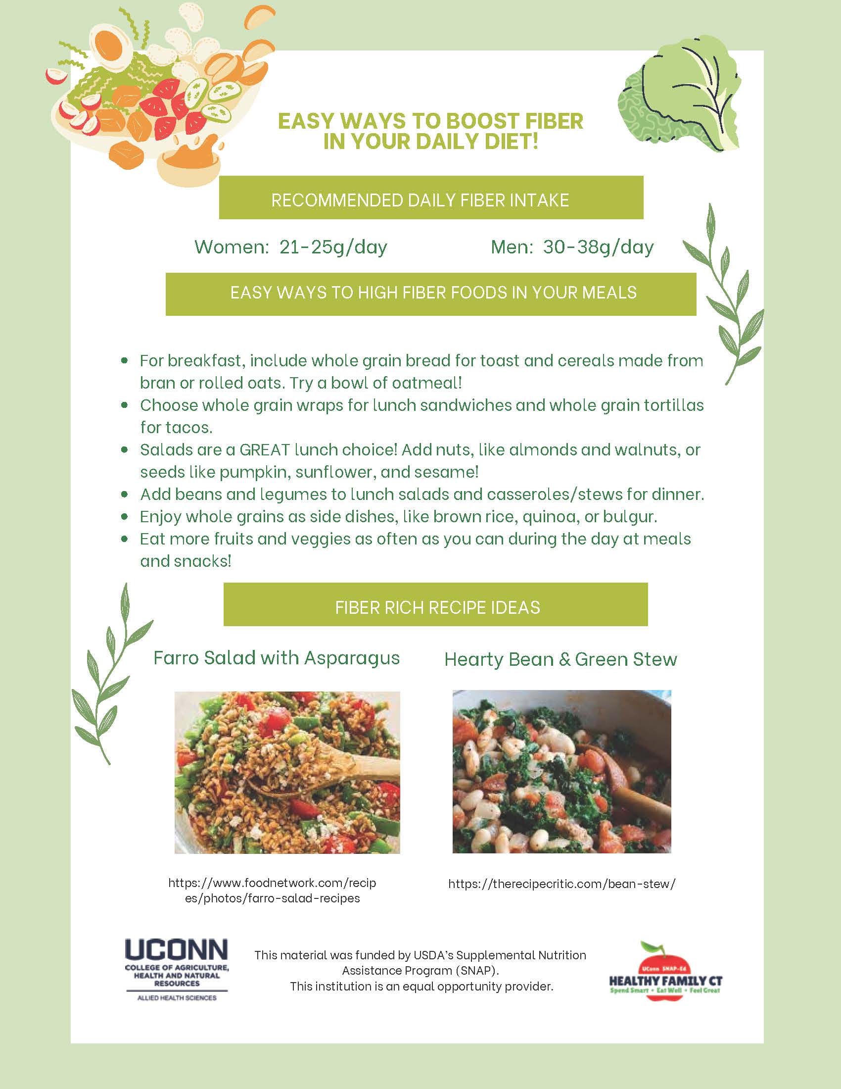 handout on easy ways to swap out foods to boost fiber